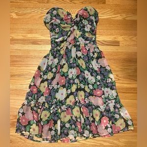 White Birch strapless floral dress size medium